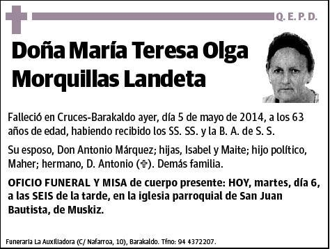 MORQUILLAS LANDERA,MARIA TERESA OLGA