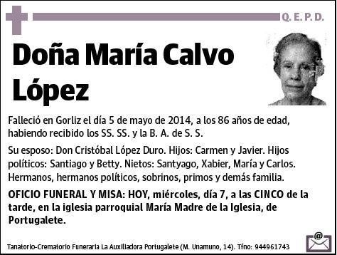 CALVO LOPEZ,MARIA