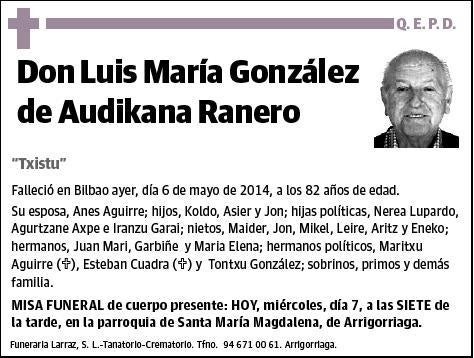 GONZALEZ DE AUDIKANA RANERO,LUIS MARIA