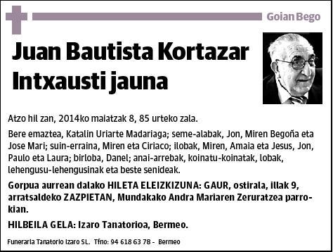 KORTAZAR INTXAUSTI,JUAN BAUTISTA