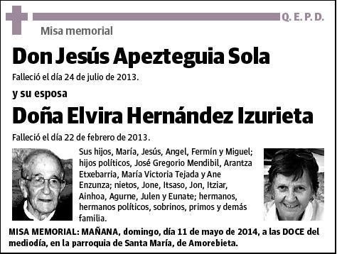 APEZTEGUIA SOLA Y ELVIRA HERNANDEZ IZURIETA,JESUS