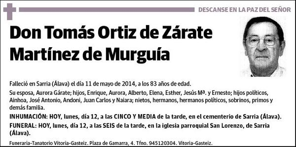 ORTIZ DE ZARATE MARTINEZ DE MURGUIA,TOMAS