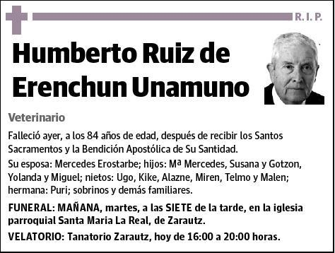 RUIZ DE ERENCHUN UNAMUNO,HUMBERTO