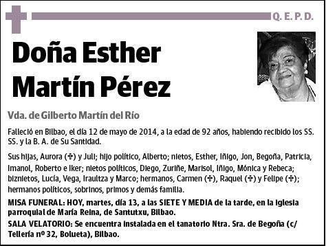 MARTIN PEREZ,ESTHER