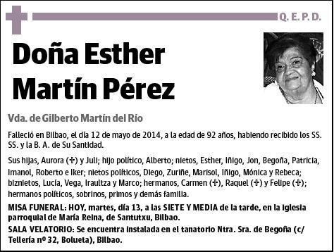 MARTIN PEREZ,ESTHER