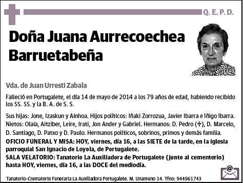 AURRECOECHEA BARRUETABEÑA,JUANA