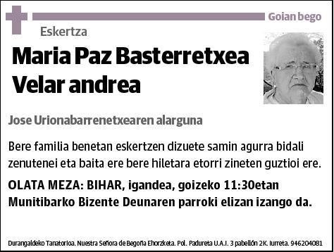 BASTERRETXEA VELAR,MARIA PAZ