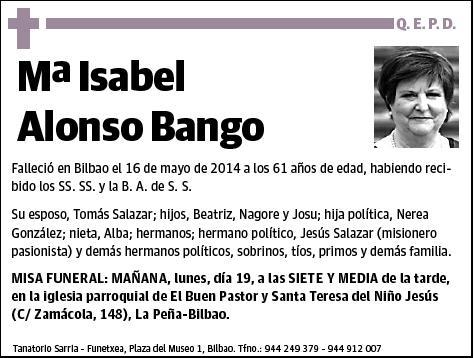 ALONSO BANGO,Mª ISABEL