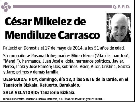 MIKELEZ DE MENDILUZE CARRASCO,CESAR