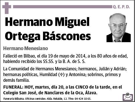 ORTEGA BASCONES,HERMANO MIGUEL