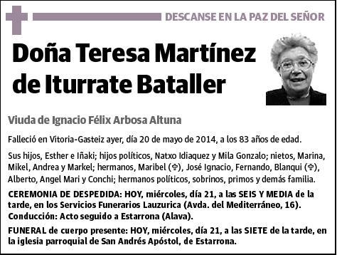 MARTINEZ DE ITURRATE BATALLER,TERESA