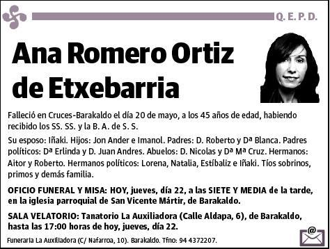 ROMERO ORTIZ DE ETXEBARRIA,ANA