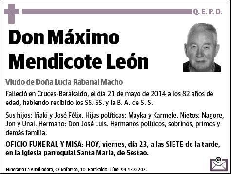 MENDICOTE LEON,MAXIMO