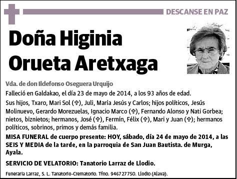 ORUETA ARETXAGA,HIGINIA