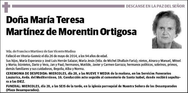 MARTINEZ DE MORENTIN ORTIGOSA,MARIA TERESA