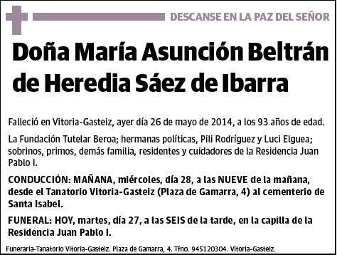 BELTRAN DE HEREDIA SAEZ DE IBARRA,MARIA ASUNCION