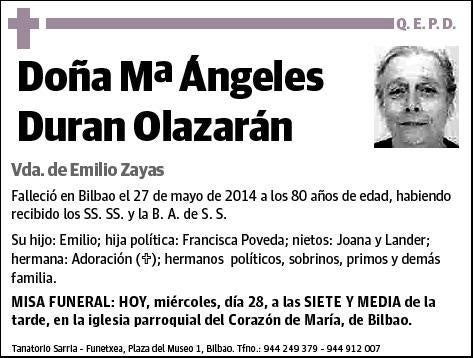 DURAN OLAZARAN,Mª ANGELES