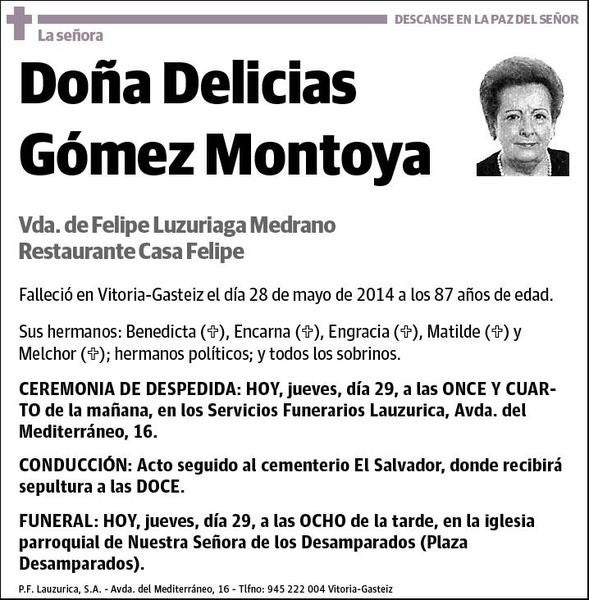 GOMEZ MONTOYA,DELICIAS