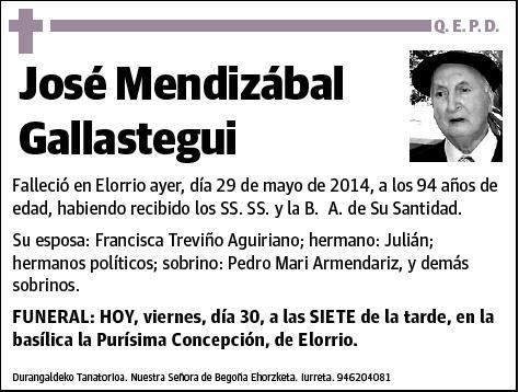 MENDIZABAL GALLASTEGUI,JOSE