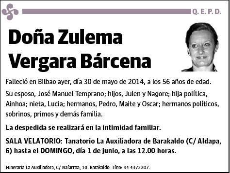 VERGARA BARCENA,ZULEMA