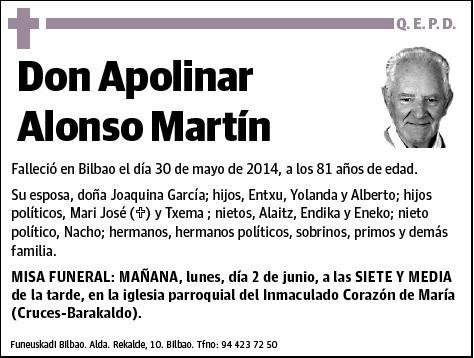 ALONSO MARTIN,APOLINAR