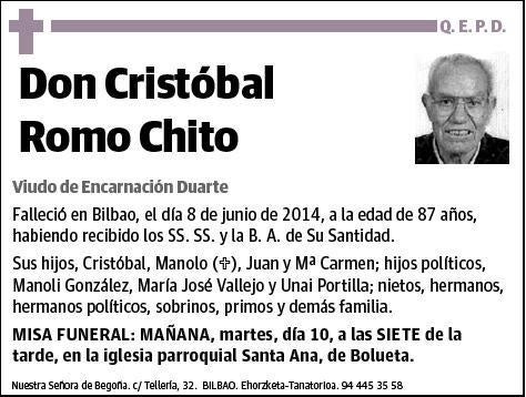 ROMO CHITO,CRISTOBAL