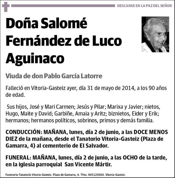 FERNANDEZ DE LUCO AGUINACO,SALOME