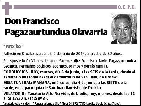 PAGAZAURTUNDUA OLAVARRIA,FRANCISCO