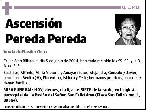 PEREDA PEREDA,ASCENSION