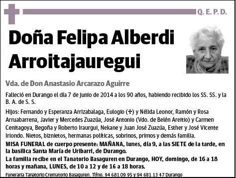 ALBERDI ARROITAJAUREGUI,FELIPA