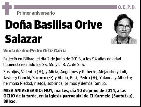 ORIVE SALAZAR,BASILISA