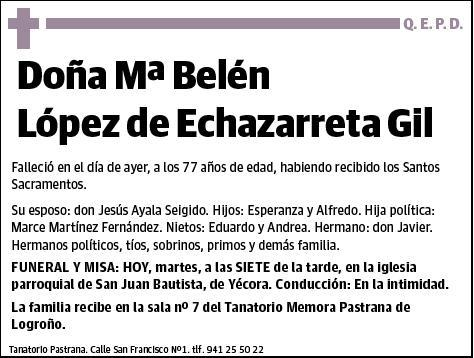 LOPEZ DE ECHAZARRETA GIL,Mª BELEN