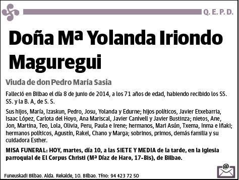 IRIONDO MAGUREGUI,Mª YOLANDA