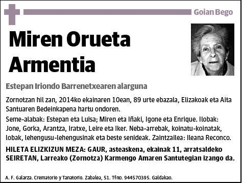 ORUETA ARMENTIA,MIREN