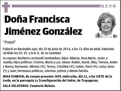 JIMENEZ GONZALEZ,FRANCISCA