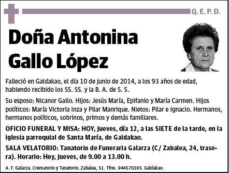 GALLO LOPEZ,ANTONINA