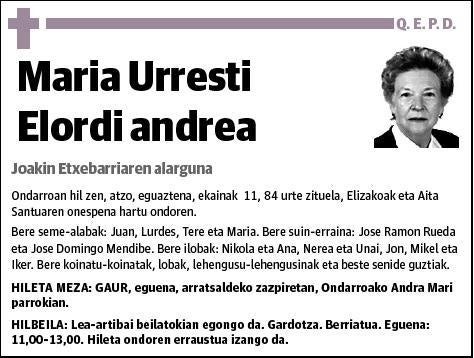 URRESTI ELORDI,MARIA