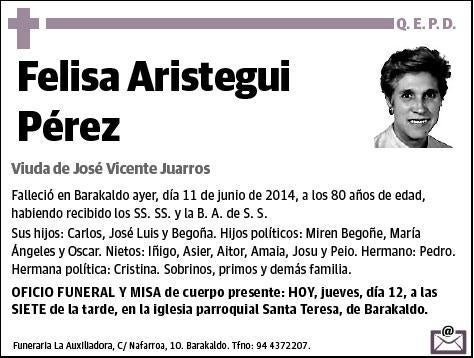 ARISTEGUI PEREZ,FELISA