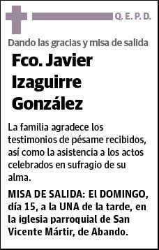 IZAGUIRRE GONZALEZ,FCO. JAVIER