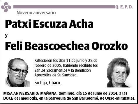 ESCUZA ACHA Y FELI BEASCOECHEA OROZKO,PATXI