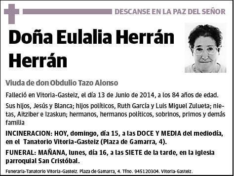 HERRAN HERRAN,EULALIA