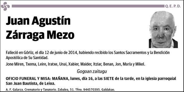 ZARRAGA MEZO,JUAN AGUSTIN