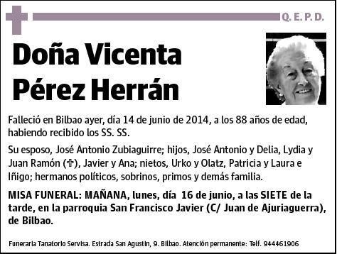 PEREZ HERRAN,VICENTA