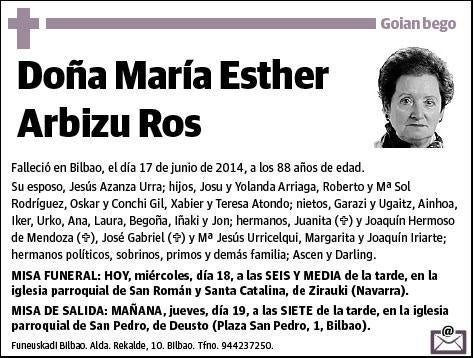 ARBIZU ROS,MARIA ESTHER