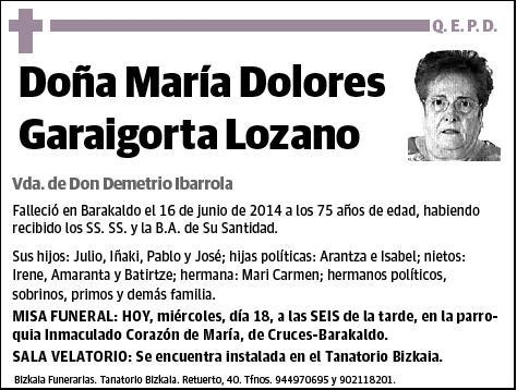 GARAIGORTA LOZANO,MARIA DOLORES