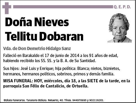 TELLITU DOBARAN,NIEVES