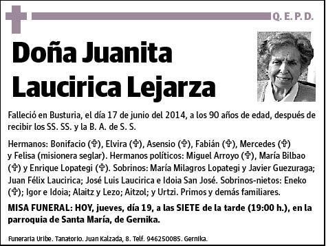 LAUCIRICA LEJARZA,JUANITA