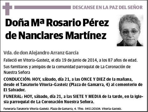 PEREZ DE NANCLARES MARTINEZ,Mª ROSARIO