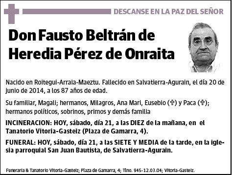 BELTRAN DE HEREDIA PEREZ DE ONRAITA,FAUSTO