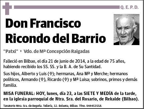 RICONDO DEL BARRIO,FRANCISCO